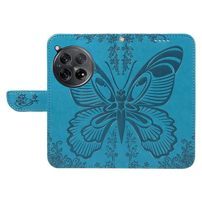 For OnePlus 12 5G Case Butterfly Imprint Leather Wallet Phone Cover with Strap