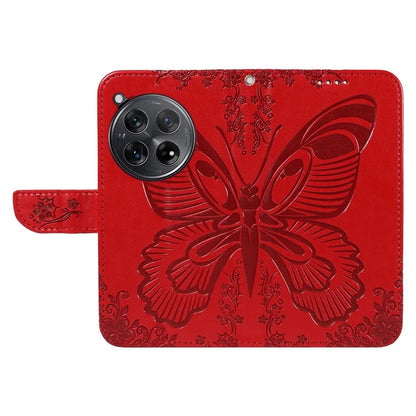 For OnePlus 12 5G Case Butterfly Imprint Leather Wallet Phone Cover with Strap