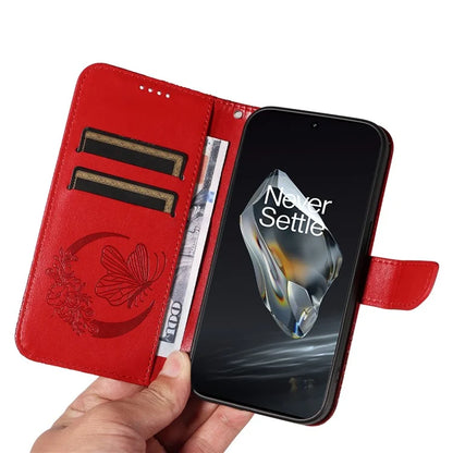 For OnePlus 12 5G Case Butterfly Imprint Leather Wallet Phone Cover with Strap