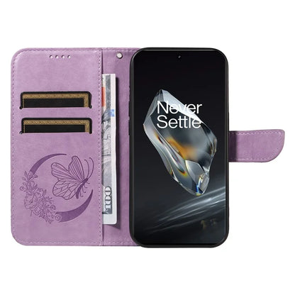 For OnePlus 12 5G Case Butterfly Imprint Leather Wallet Phone Cover with Strap