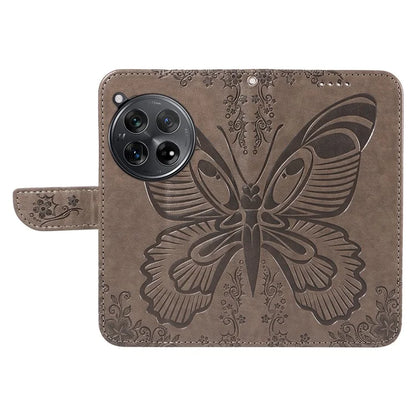 For OnePlus 12 5G Case Butterfly Imprint Leather Wallet Phone Cover with Strap