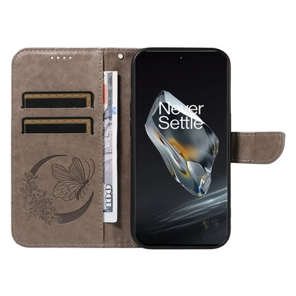 For OnePlus 12 5G Case Butterfly Imprint Leather Wallet Phone Cover with Strap