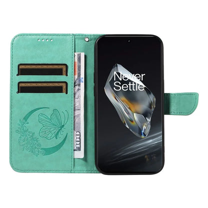 For OnePlus 12 5G Case Butterfly Imprint Leather Wallet Phone Cover with Strap