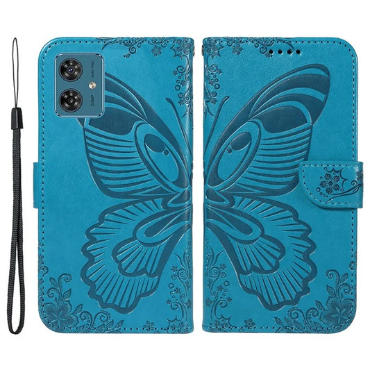 For Motorola Moto G54 5G Leather Phone Case with Magnetic Clasp Butterfly Imprinted