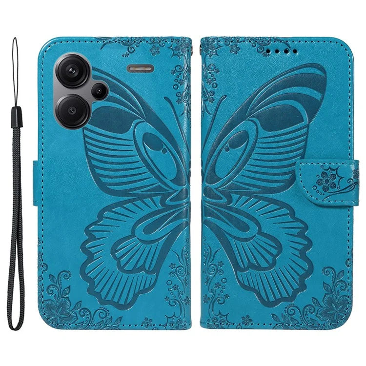 For Xiaomi Redmi Note 13 Pro+ 5G Case Butterfly Pattern PU Leather Folio Flip Phone Cover