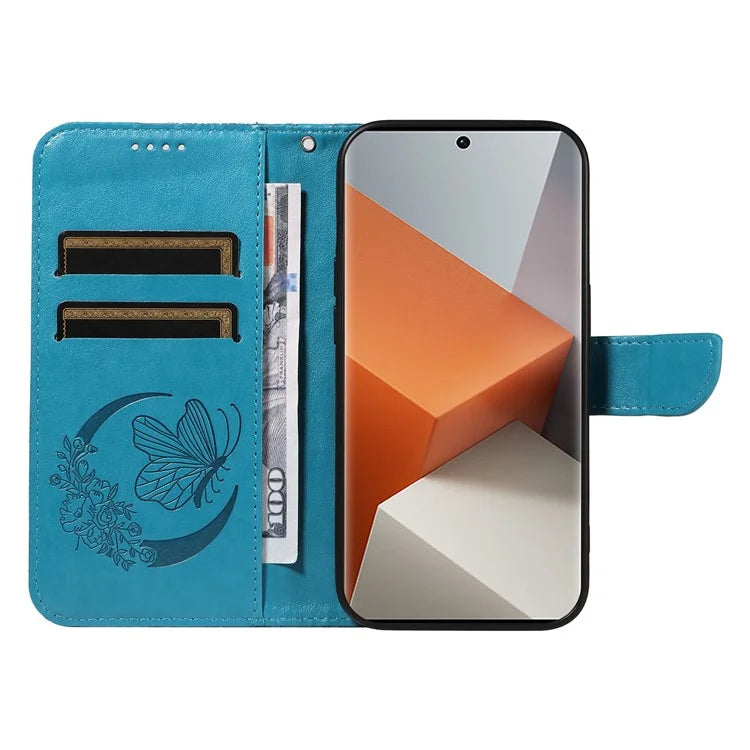 For Xiaomi Redmi Note 13 Pro+ 5G Case Butterfly Pattern PU Leather Folio Flip Phone Cover