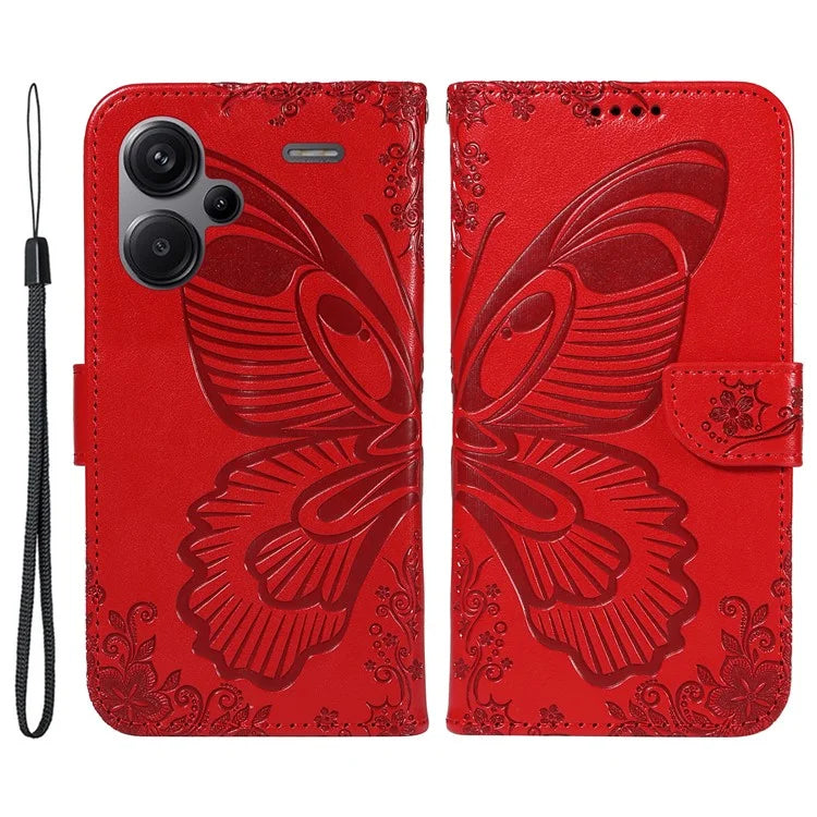 For Xiaomi Redmi Note 13 Pro+ 5G Case Butterfly Pattern PU Leather Folio Flip Phone Cover