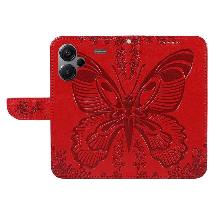 For Xiaomi Redmi Note 13 Pro+ 5G Case Butterfly Pattern PU Leather Folio Flip Phone Cover