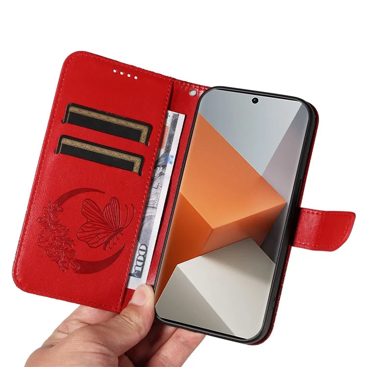 For Xiaomi Redmi Note 13 Pro+ 5G Case Butterfly Pattern PU Leather Folio Flip Phone Cover