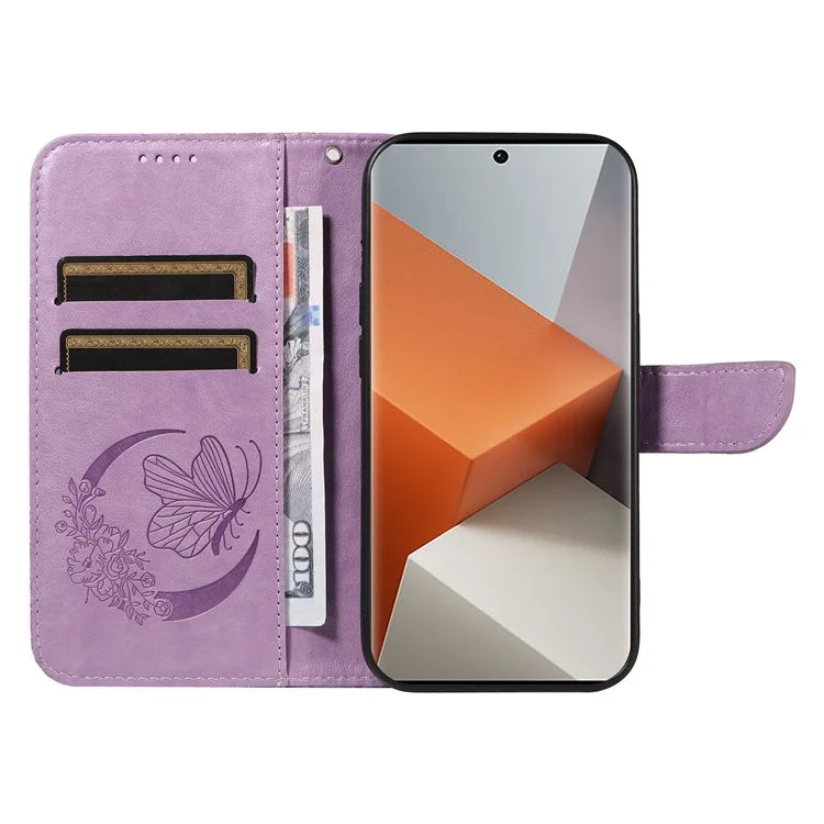 For Xiaomi Redmi Note 13 Pro+ 5G Case Butterfly Pattern PU Leather Folio Flip Phone Cover
