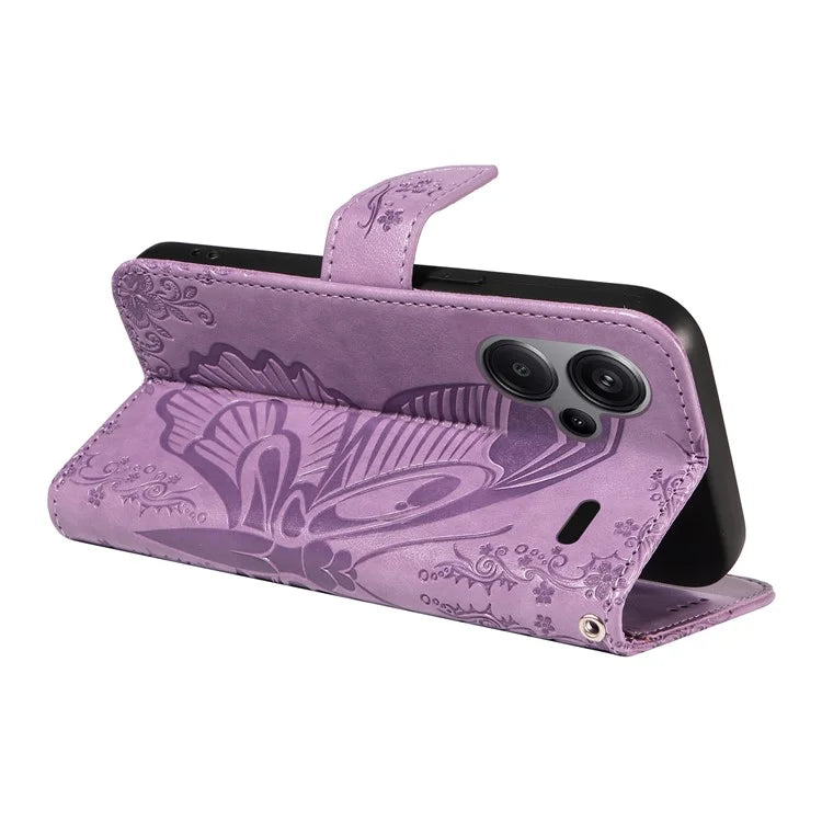 For Xiaomi Redmi Note 13 Pro+ 5G Case Butterfly Pattern PU Leather Folio Flip Phone Cover