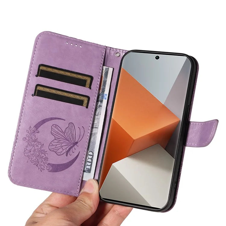 For Xiaomi Redmi Note 13 Pro+ 5G Case Butterfly Pattern PU Leather Folio Flip Phone Cover