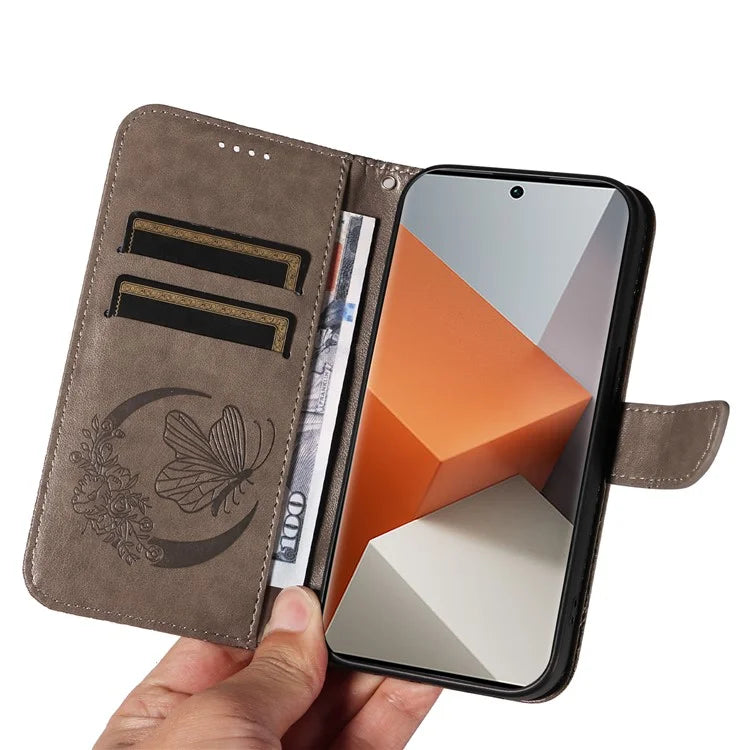 For Xiaomi Redmi Note 13 Pro+ 5G Case Butterfly Pattern PU Leather Folio Flip Phone Cover