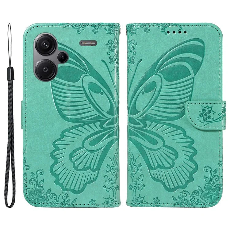 For Xiaomi Redmi Note 13 Pro+ 5G Case Butterfly Pattern PU Leather Folio Flip Phone Cover