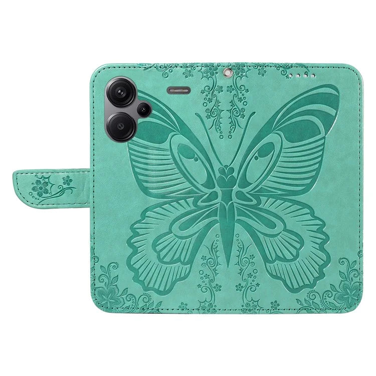 For Xiaomi Redmi Note 13 Pro+ 5G Case Butterfly Pattern PU Leather Folio Flip Phone Cover