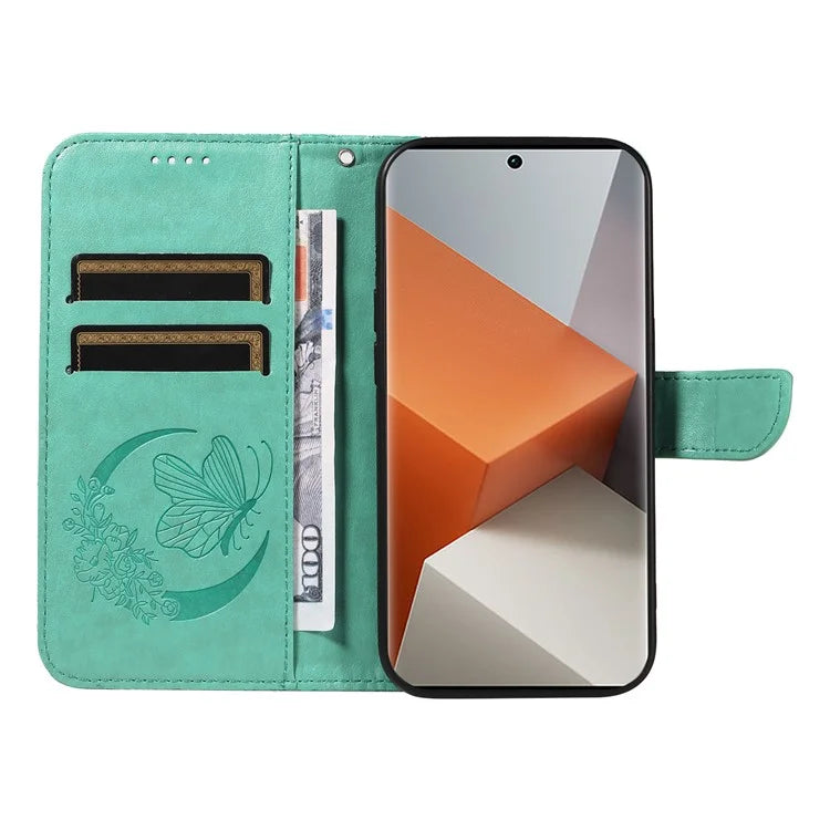 For Xiaomi Redmi Note 13 Pro+ 5G Case Butterfly Pattern PU Leather Folio Flip Phone Cover