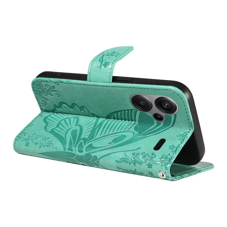 For Xiaomi Redmi Note 13 Pro+ 5G Case Butterfly Pattern PU Leather Folio Flip Phone Cover
