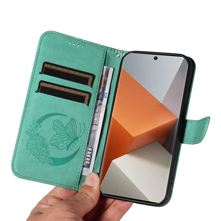 For Xiaomi Redmi Note 13 Pro+ 5G Case Butterfly Pattern PU Leather Folio Flip Phone Cover