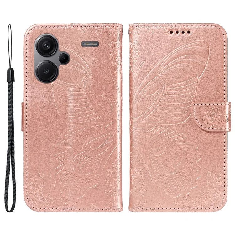 For Xiaomi Redmi Note 13 Pro+ 5G Case Butterfly Pattern PU Leather Folio Flip Phone Cover