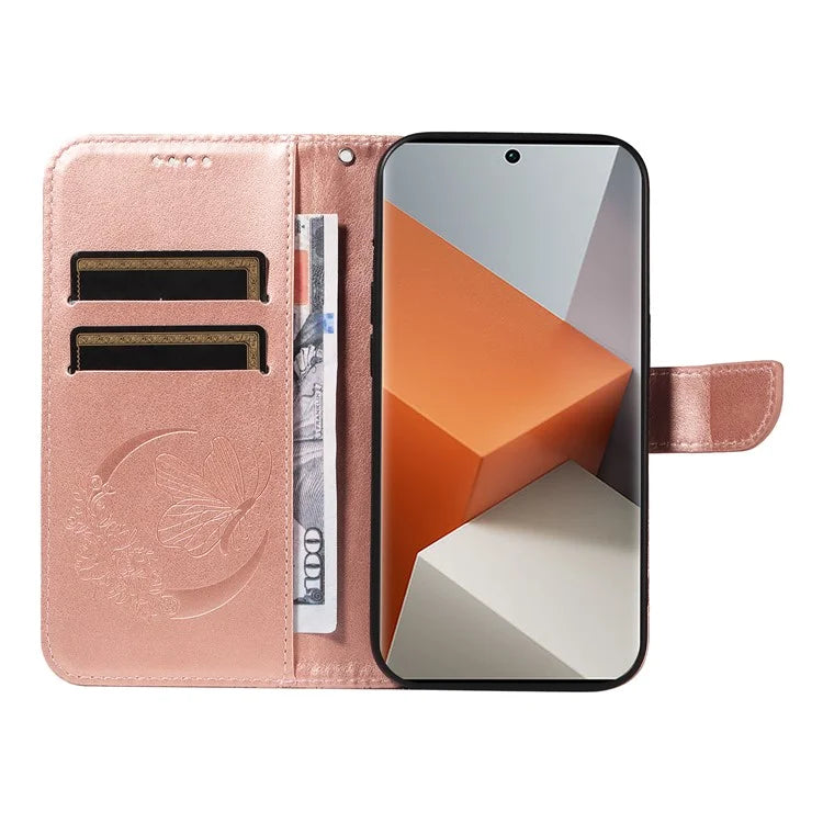 For Xiaomi Redmi Note 13 Pro+ 5G Case Butterfly Pattern PU Leather Folio Flip Phone Cover