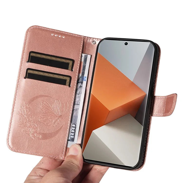 For Xiaomi Redmi Note 13 Pro+ 5G Case Butterfly Pattern PU Leather Folio Flip Phone Cover