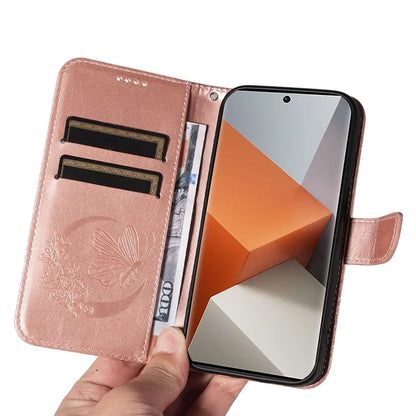 For Xiaomi Redmi Note 13 Pro+ 5G Case Butterfly Pattern PU Leather Folio Flip Phone Cover