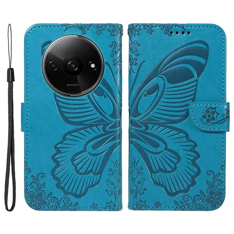 For Xiaomi Redmi A3 / Poco C61 4G Case Swallowtail Butterfly Flip PU Leather Phone Cover