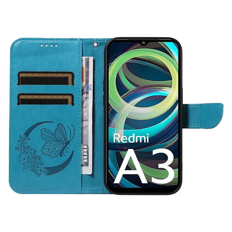 For Xiaomi Redmi A3 / Poco C61 4G Case Swallowtail Butterfly Flip PU Leather Phone Cover