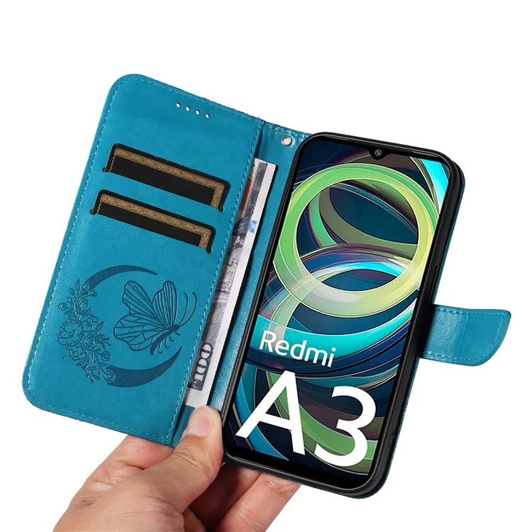For Xiaomi Redmi A3 / Poco C61 4G Case Swallowtail Butterfly Flip PU Leather Phone Cover