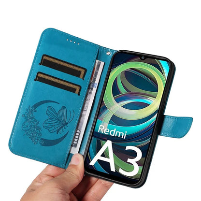 For Xiaomi Redmi A3 / Poco C61 4G Case Swallowtail Butterfly Flip PU Leather Phone Cover