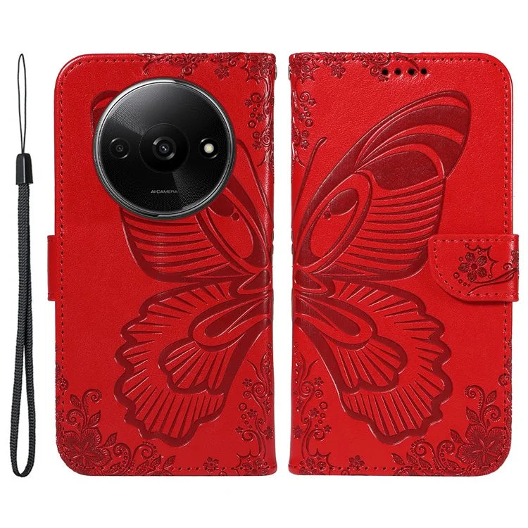 For Xiaomi Redmi A3 / Poco C61 4G Case Swallowtail Butterfly Flip PU Leather Phone Cover
