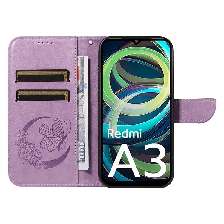 For Xiaomi Redmi A3 / Poco C61 4G Case Swallowtail Butterfly Flip PU Leather Phone Cover