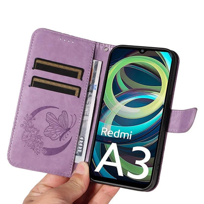 For Xiaomi Redmi A3 / Poco C61 4G Case Swallowtail Butterfly Flip PU Leather Phone Cover