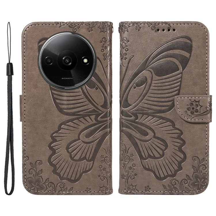 For Xiaomi Redmi A3 / Poco C61 4G Case Swallowtail Butterfly Flip PU Leather Phone Cover