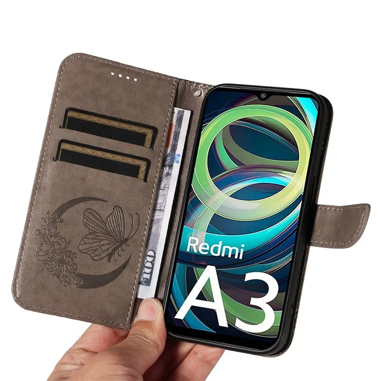 For Xiaomi Redmi A3 / Poco C61 4G Case Swallowtail Butterfly Flip PU Leather Phone Cover