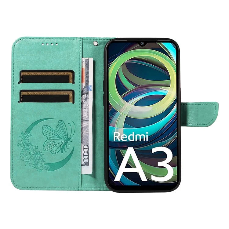 For Xiaomi Redmi A3 / Poco C61 4G Case Swallowtail Butterfly Flip PU Leather Phone Cover