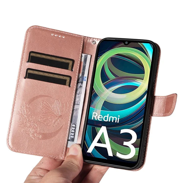 For Xiaomi Redmi A3 / Poco C61 4G Case Swallowtail Butterfly Flip PU Leather Phone Cover