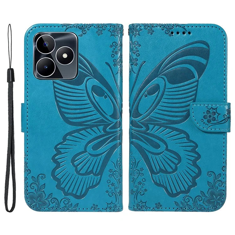 For Realme C53 (India) / Note 50 4G Case Butterfly Pattern Wallet Stand Leather Cover