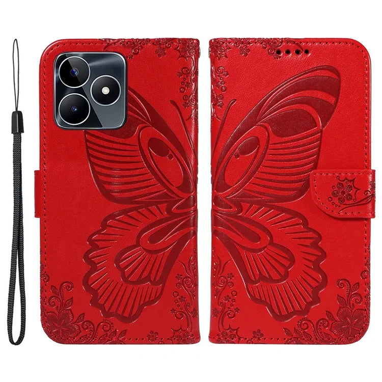 For Realme C53 (India) / Note 50 4G Case Butterfly Pattern Wallet Stand Leather Cover