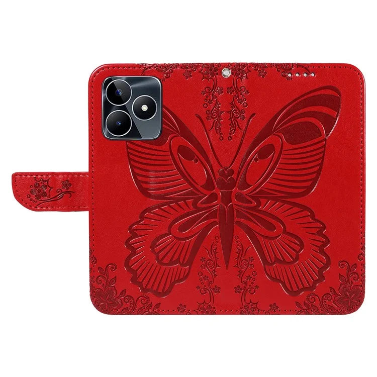 For Realme C53 (India) / Note 50 4G Case Butterfly Pattern Wallet Stand Leather Cover