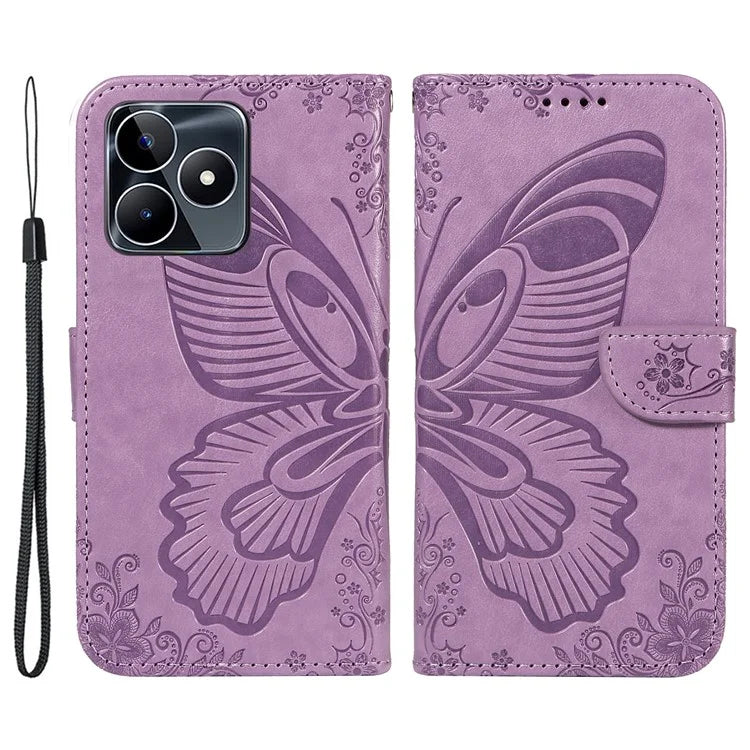For Realme C53 (India) / Note 50 4G Case Butterfly Pattern Wallet Stand Leather Cover