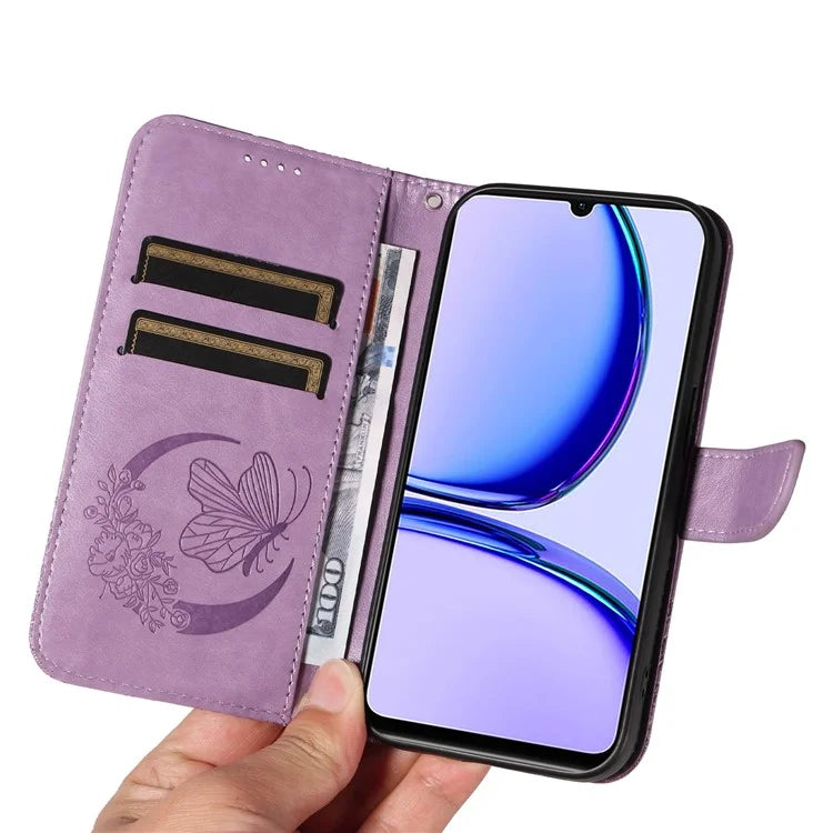 For Realme C53 (India) / Note 50 4G Case Butterfly Pattern Wallet Stand Leather Cover