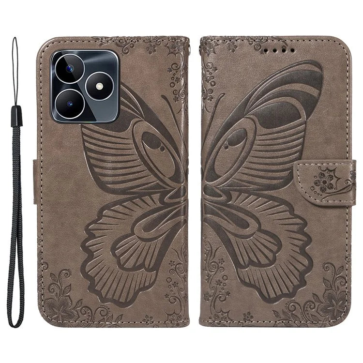 For Realme C53 (India) / Note 50 4G Case Butterfly Pattern Wallet Stand Leather Cover