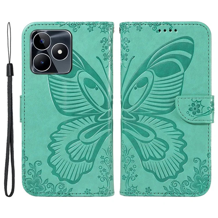 For Realme C53 (India) / Note 50 4G Case Butterfly Pattern Wallet Stand Leather Cover