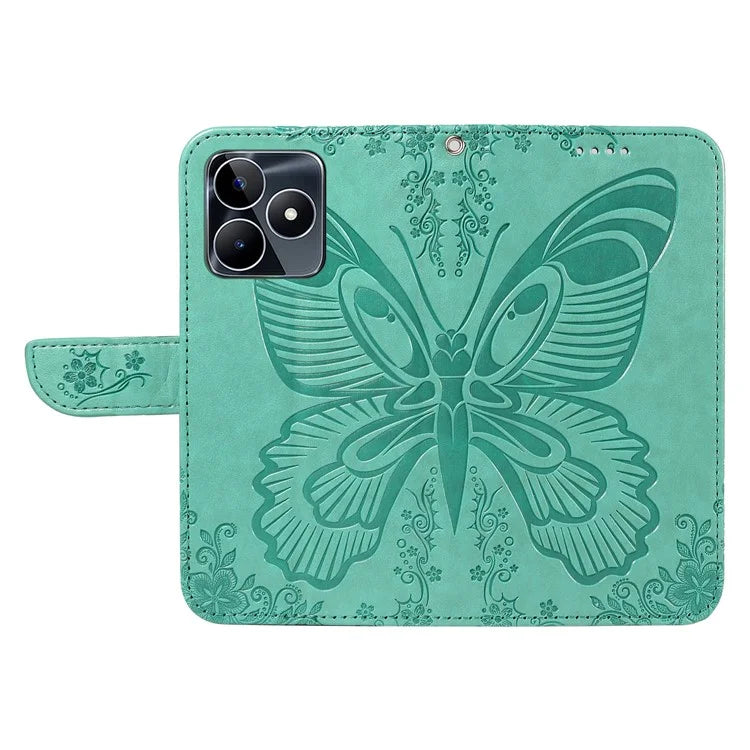 For Realme C53 (India) / Note 50 4G Case Butterfly Pattern Wallet Stand Leather Cover