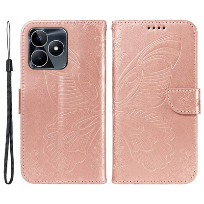 For Realme C53 (India) / Note 50 4G Case Butterfly Pattern Wallet Stand Leather Cover