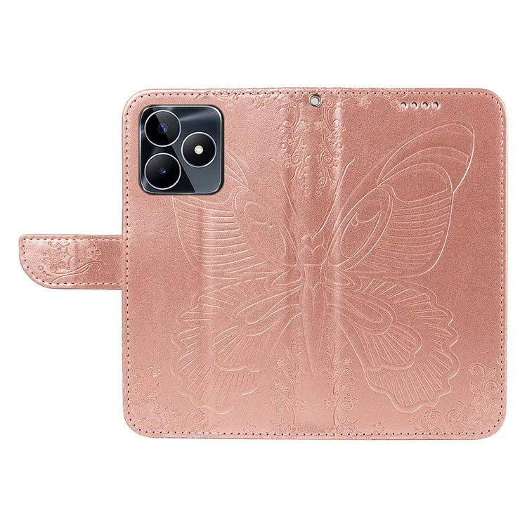 For Realme C53 (India) / Note 50 4G Case Butterfly Pattern Wallet Stand Leather Cover