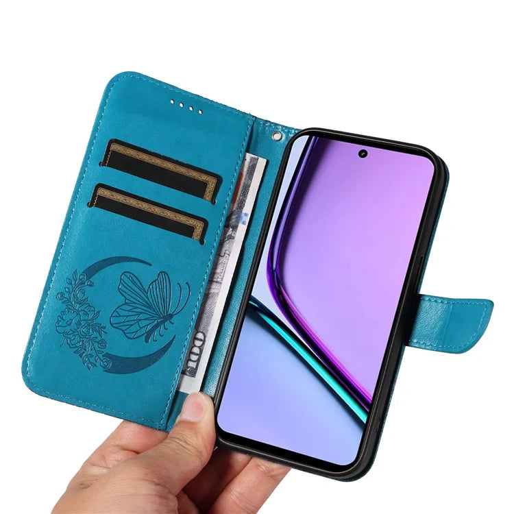 For Realme C67 4G PU Leather Phone Case Imprinted Pattern Wallet Phone Cover with Strap