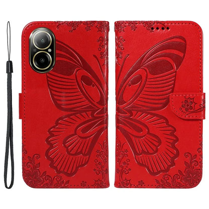 For Realme C67 4G PU Leather Phone Case Imprinted Pattern Wallet Phone Cover with Strap