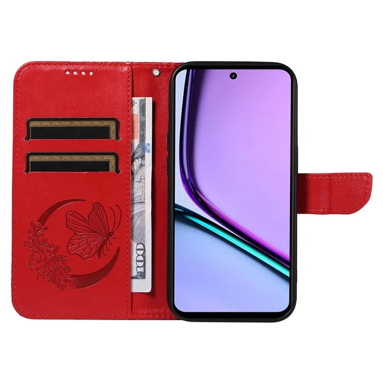 For Realme C67 4G PU Leather Phone Case Imprinted Pattern Wallet Phone Cover with Strap